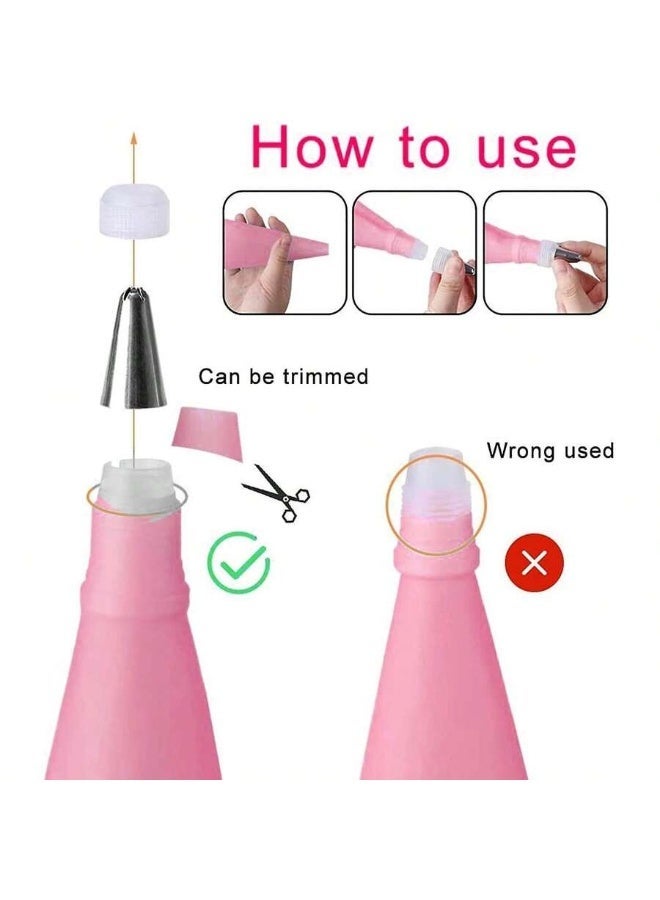 طقم تزيين الكيك برؤوس تزيين – فوهات تزيين ستانلس ستيل مع أكياس تزيين وكاشطات – مجموعة متكاملة للخبز والحلويات - 34 قطعة - Image 3